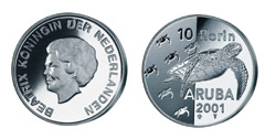    Silver coins of Aruba